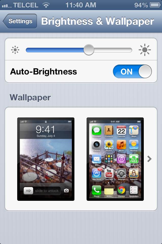 iPhone Brightness Settings
