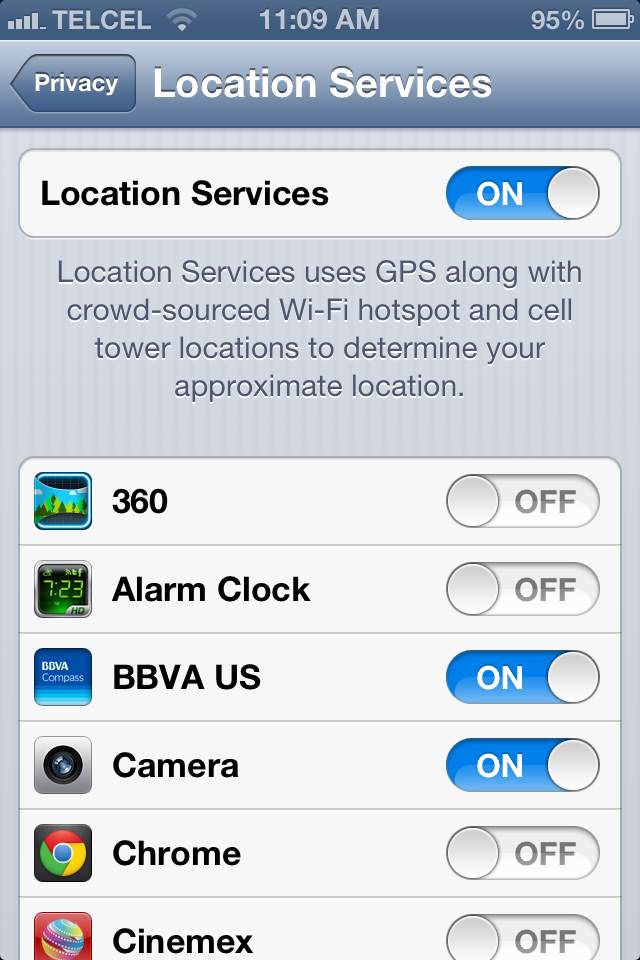 iPhone Location Settings