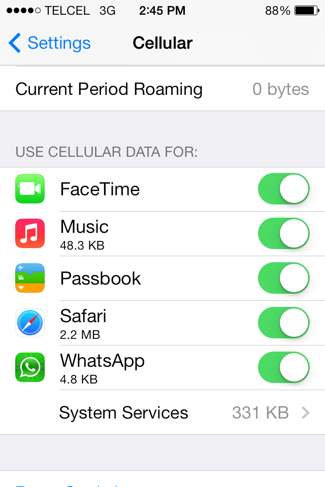 iOS7 Data Usage
